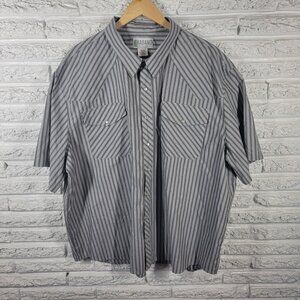 Haband Mens Shirt 3XL Western Short Sleeve Lightweight Gray Stripe STR148XE